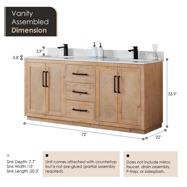 Altair Floral 72 in. W x 22 in. D x 33 in. H Double Sink