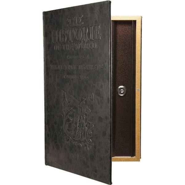 0.10 cu ft. Steel Large Antique Book Lock Box Safe with Key Lock