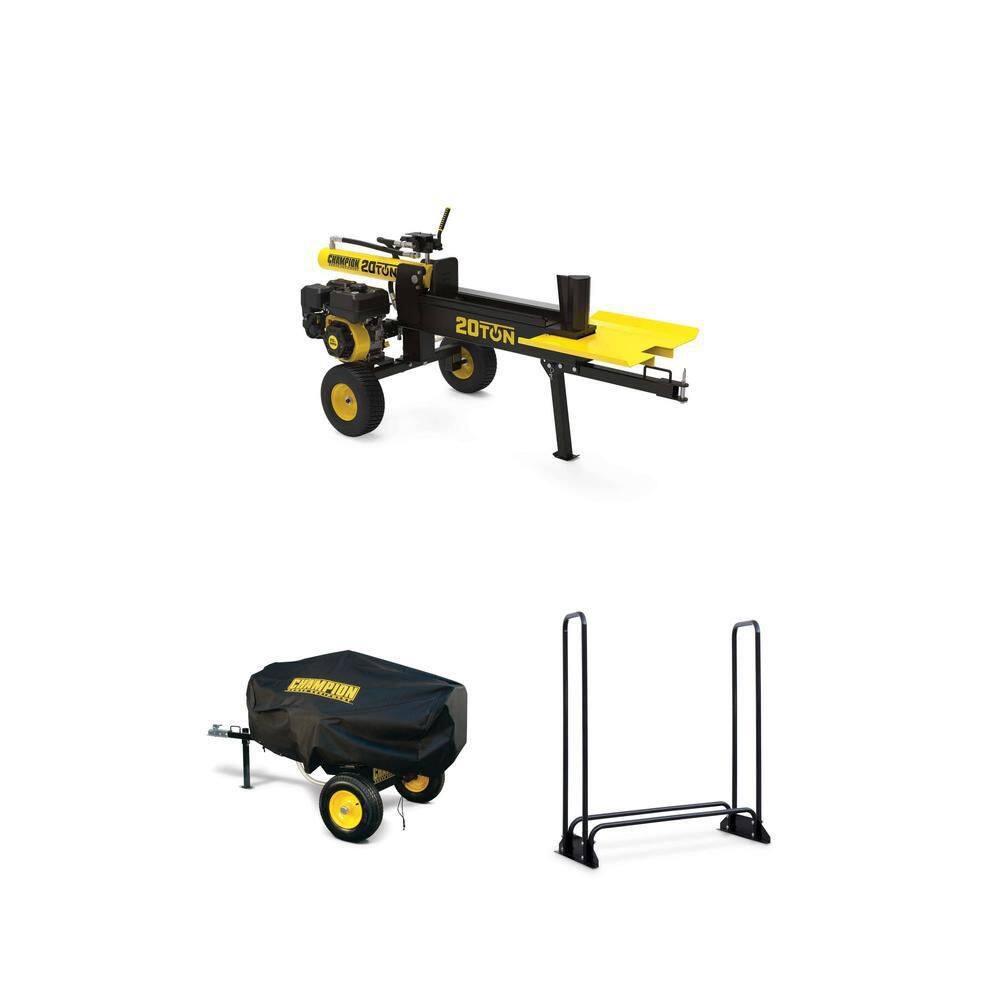 Champion Power Equipment 20-Ton Log Splitter, 48 in. Firewood Rack and ...