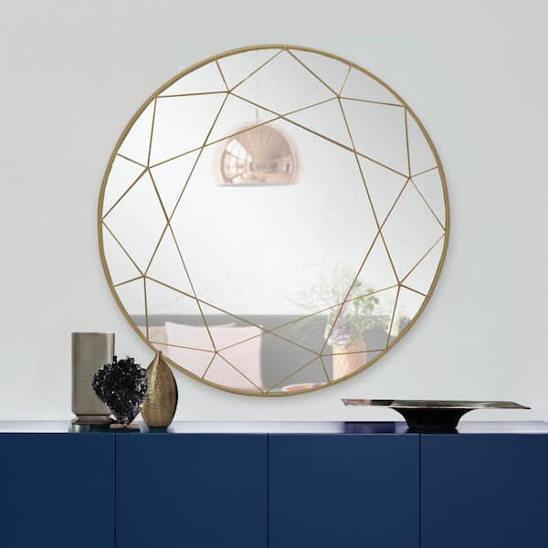 Square Spherical Wall Hanging Mirror Bedroom Decoration Three-dimensional  Imitation Metal Dining Room Mirror Wall Hanging