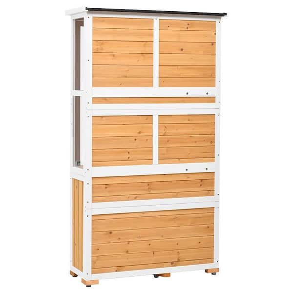 3 ft. W x 1 ft. D Garden Wood Storage Cabinet Outdoor Tool Storage Shed, with Lockable Door(3 sq. ft. )