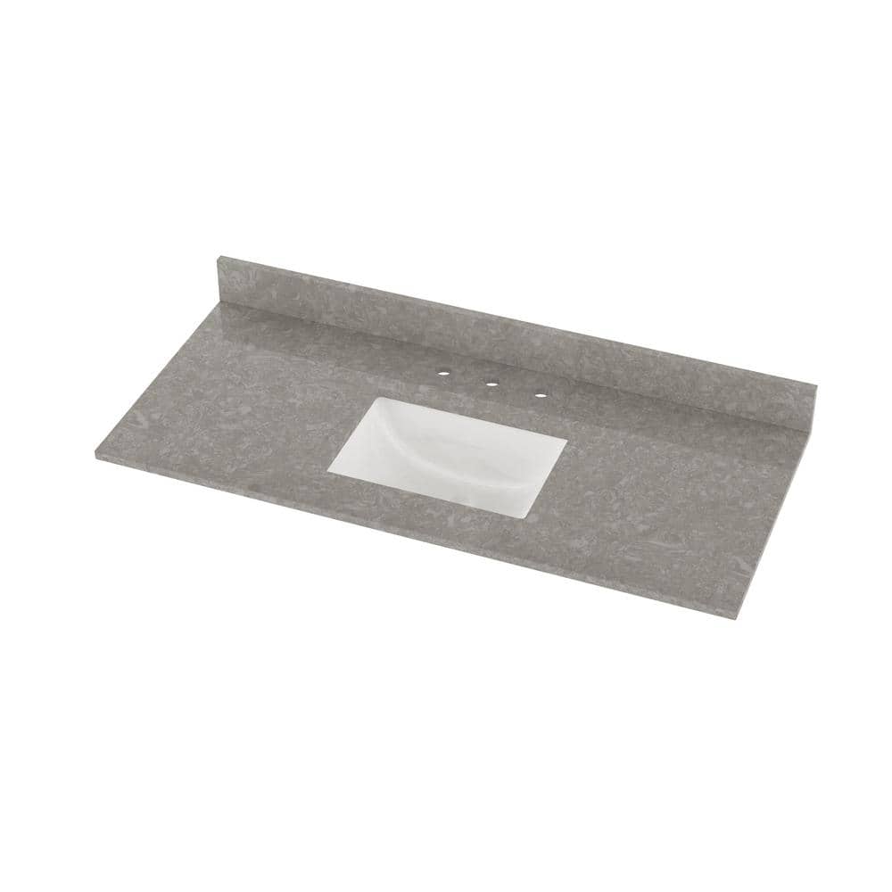 Charcoal Gray Quartz 49" Single Bathroom Vanity Top with Sink
