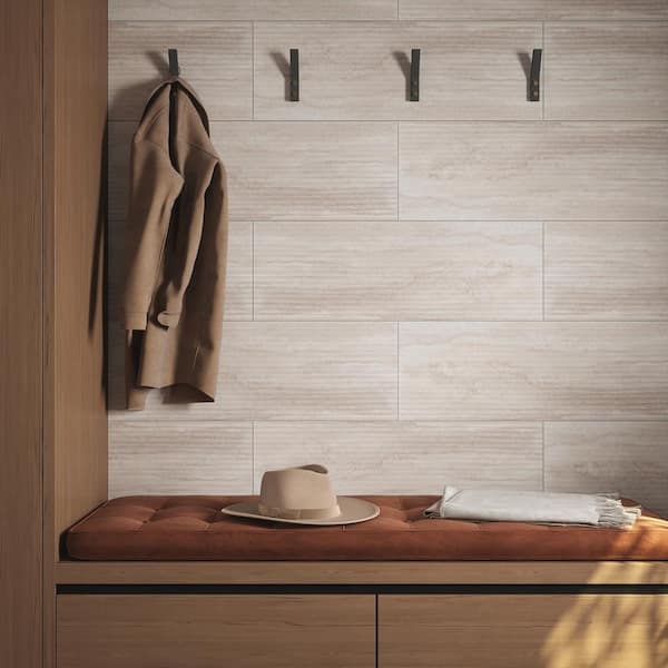 Take Home Tile Sample - Wavy Taupe 3 in. x 6 in. Matte Ceramic Wall Tile