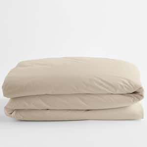 Organic Oat Solid Cotton Percale Queen Duvet Cover