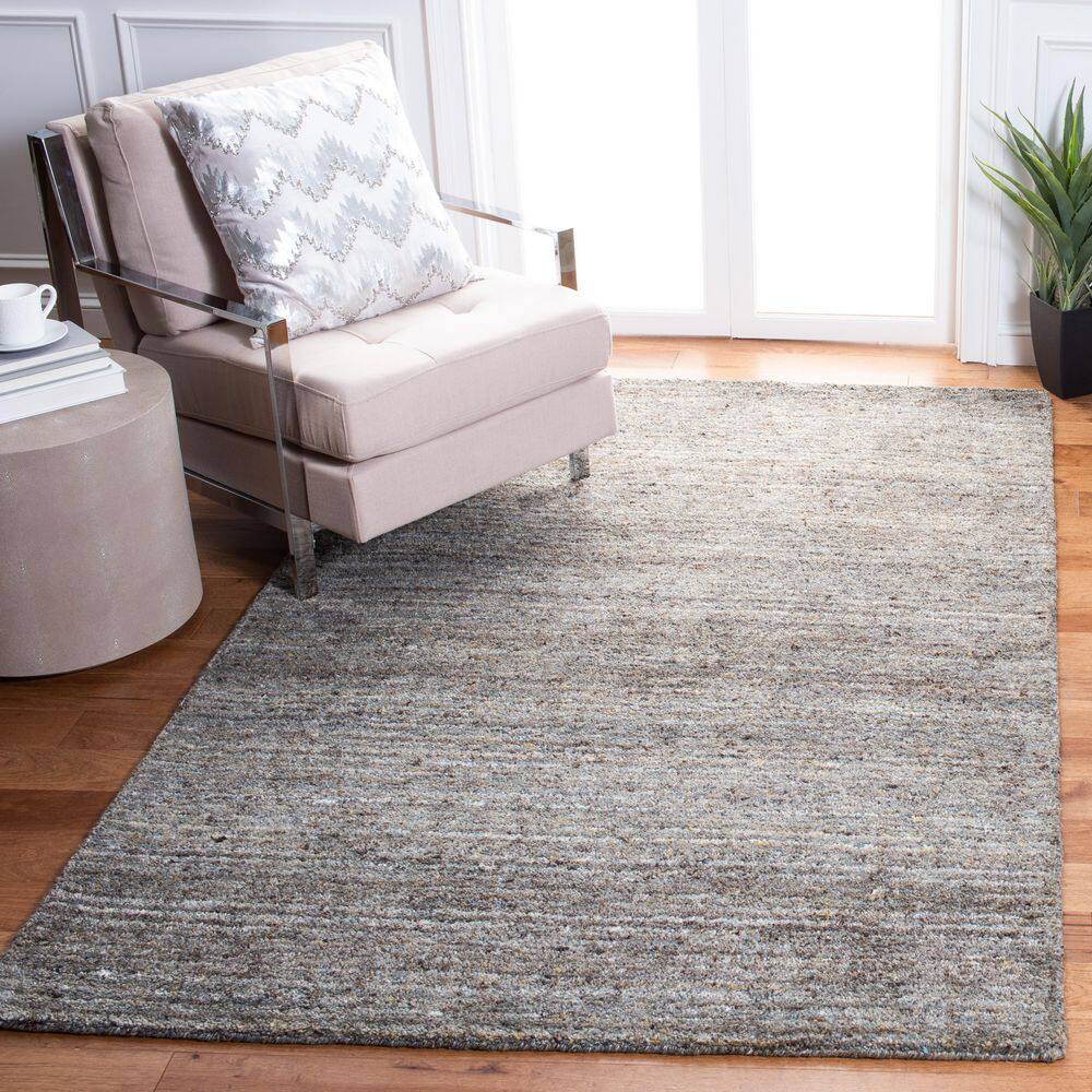 Gray 4' x 6' Handmade Tufted Wool Rectangular Rug