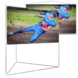 100 in. 2-In-1 Portable Projector Screen with Triangle Stand, 16:9 Aspect Ratio Hanging Screen