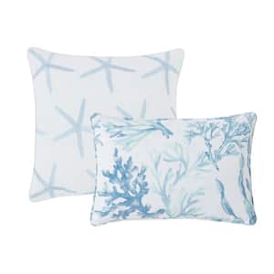 Palm Beach Coastal Polyester Throw Pillow (Set of 2: 18 in. W x 12 in L and 18 in. W x 18 in. L)