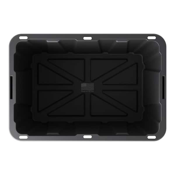 HDX 27 gal. Tough Storage Tote in Black and Army Green Combo - The