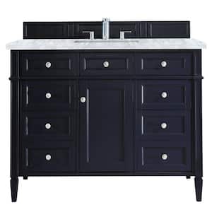 Brittany 48 in. W x 23.5 in.D x 34 in. H Single Bath Vanity in Victory Blue with Marble  Top in Carrara White