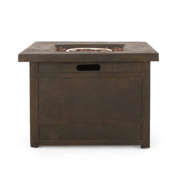 JimsMaison 32 in. W x 23.25 in. H Metal Gas Burning Square Outdoor Patio Fire Pit in Brown