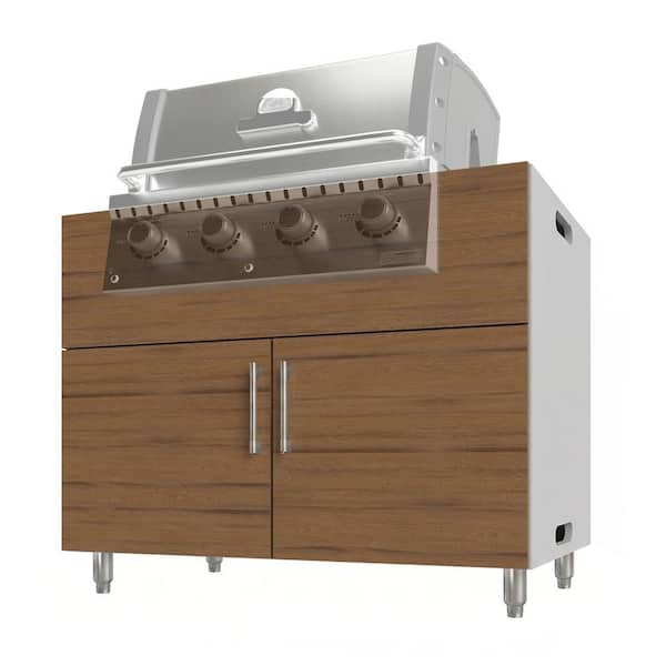 Miami Weatherboard 42 in. X 27 in. X 34.5 in Outdoor Base Cabinet Grill in Teak Matte
