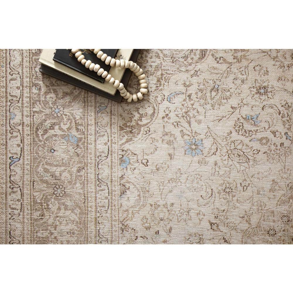 Loren Sand and Taupe Polyester Oriental Area Rug 7'6" x 9'6"