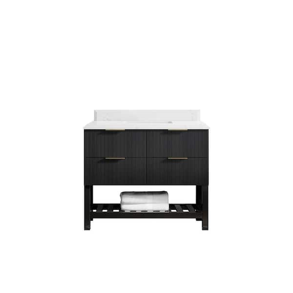 Willow Collections Catalina 42 in. W x 22 in. D x 36 in. H Bath Vanity in Black with 1.5" Empira Quartz Top