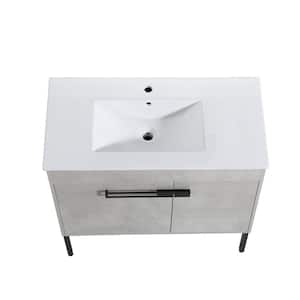 36 in. W x 18 in. x 34 in. H Bath Vanity in Cement Grey with White Ceramic Top