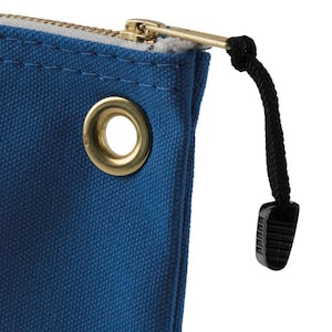 10 in. Consumables Blue Canvas Zipper Bag
