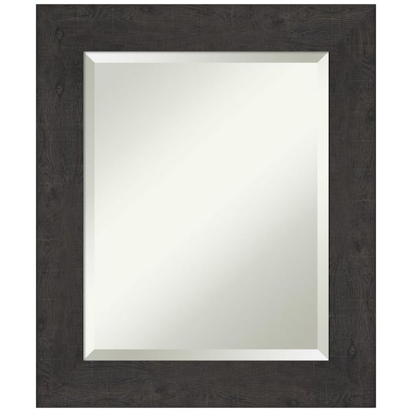Amanti Art Rustic Plank Espresso 21.5 in. H x 25.5 in. W Framed Wall Mirror