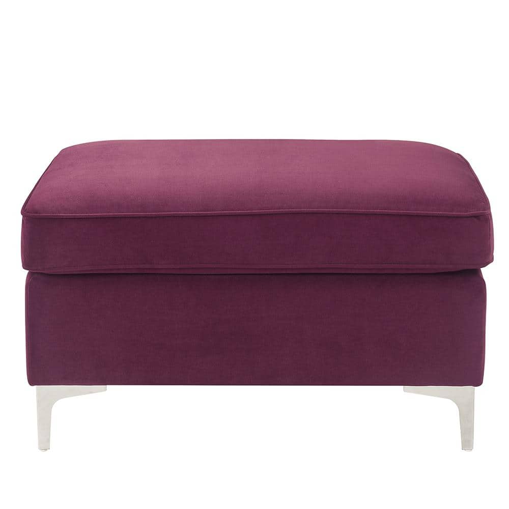 Jaszira Luxurious Burgundy Velvet Tufted Ottoman