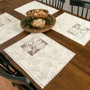 12 BRAND NEW CREAM OPEN WORK TRIM 100% LINEN PLACE MATS MIX & MATCH 19.5"X13" ** 