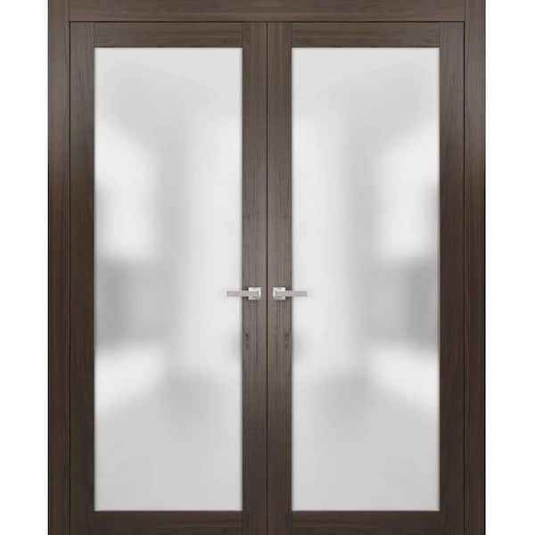 Sartodoors 2102 64 in. x 84 in. Single Panel Brown Finished Pine Wood Interior Door Slab with Hardware