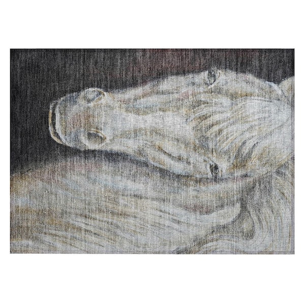 Chantille Machine Washable Indoor/Outdoor Abstract ACN2080 Ivory 1 ft. 8 in. x 2 ft. 6 in. Accent Rug