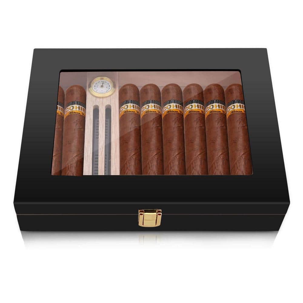 10-15 Cigars Handmade Cigar Humidor, Cedar Wood Cigar Desktop Box Cigar Cases with Humidifier and Hygrometer price history on PriceWatchPro