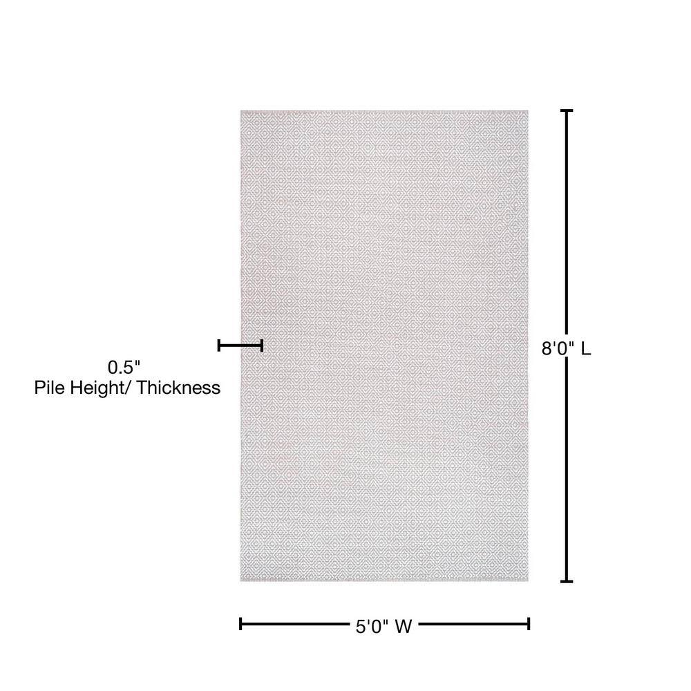 Handmade Taupe Geometric Cotton Tufted Area Rug 5' x 8'