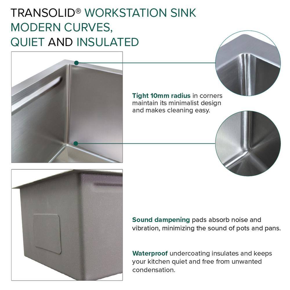 33-Inch Brushed Stainless Steel Kitchen Workstation Sink