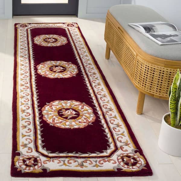 Naples 2 ft. x 8 ft. Red/Ivory Ornate Medallion Runner Rug