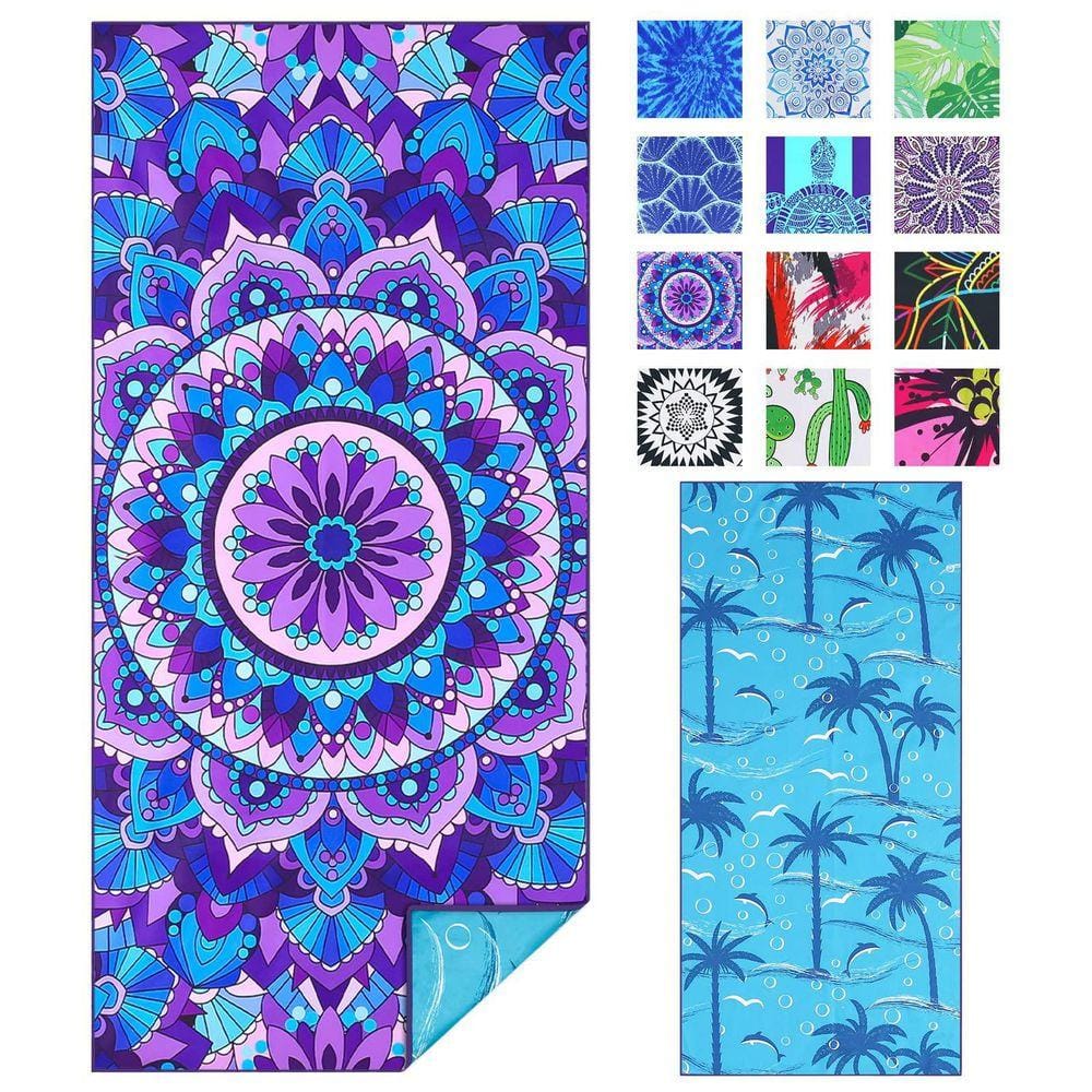 LAIFUCAM Blue Microfiber Bath Towel Sand Free Quick Dry Super Absorbent Lightweight for Travel Pool Yoga Swimming Adults