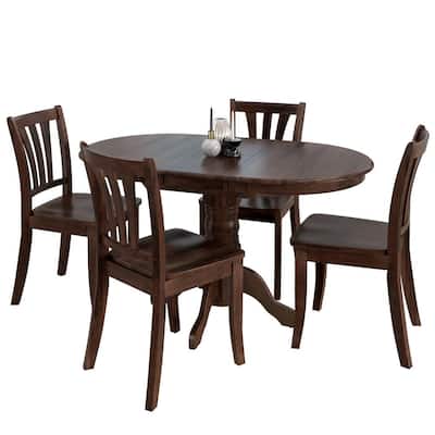 Dillon 5-Piece Extendable Cappuccino Stained Solid Wood Dining Set