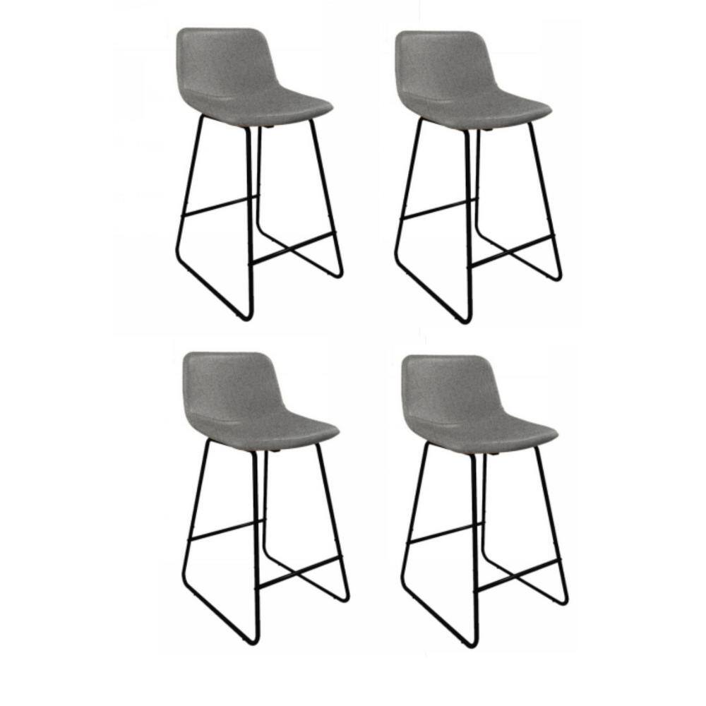 LUE BONA Alexander 30 in. Gray Bar Stools Low Back Metal Frame Counter