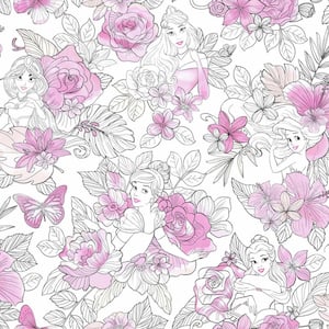 56 sq. ft. Disney Princess Royal Floral Wallpaper