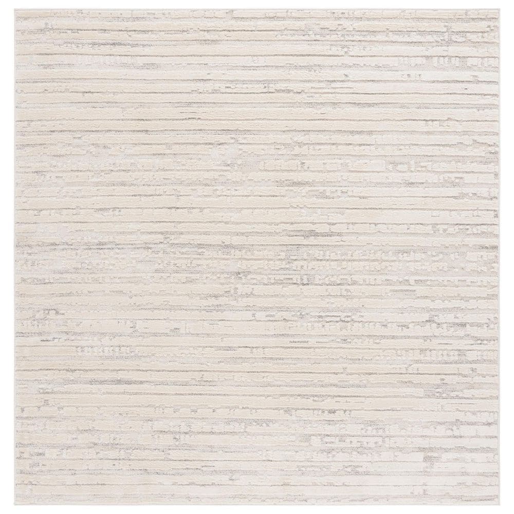 Elmhurst 7 ft. x 7 ft. Ivory/Gray High-Low Distressed Striped Square Area Rug price history on PriceWatchPro