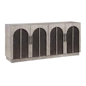 Edgecomb Weathered Grey Wood Top 70 in. Credenza with Four Doors