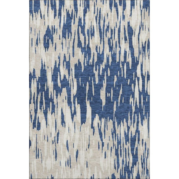 Addison Rugs Mayfield Premium Machine Washable Abstract AMF945 Navy 5 ft. x 7 ft. 6 in. Area Rug