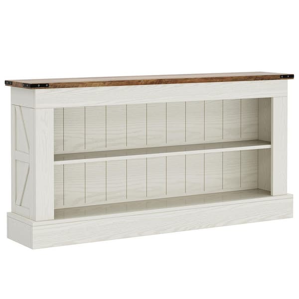 Tabor 63 in. White Wood TV Stand Entertainment Center Fits TVs up to 55 to 65 in. with Open Storage Living Room Bedroom
