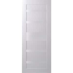 Gina 24 in. x 80 in. 5-Lite No Bore Solid Core Gina Bianco Noble Frosted Glass Wood Composite Interior Door Slab