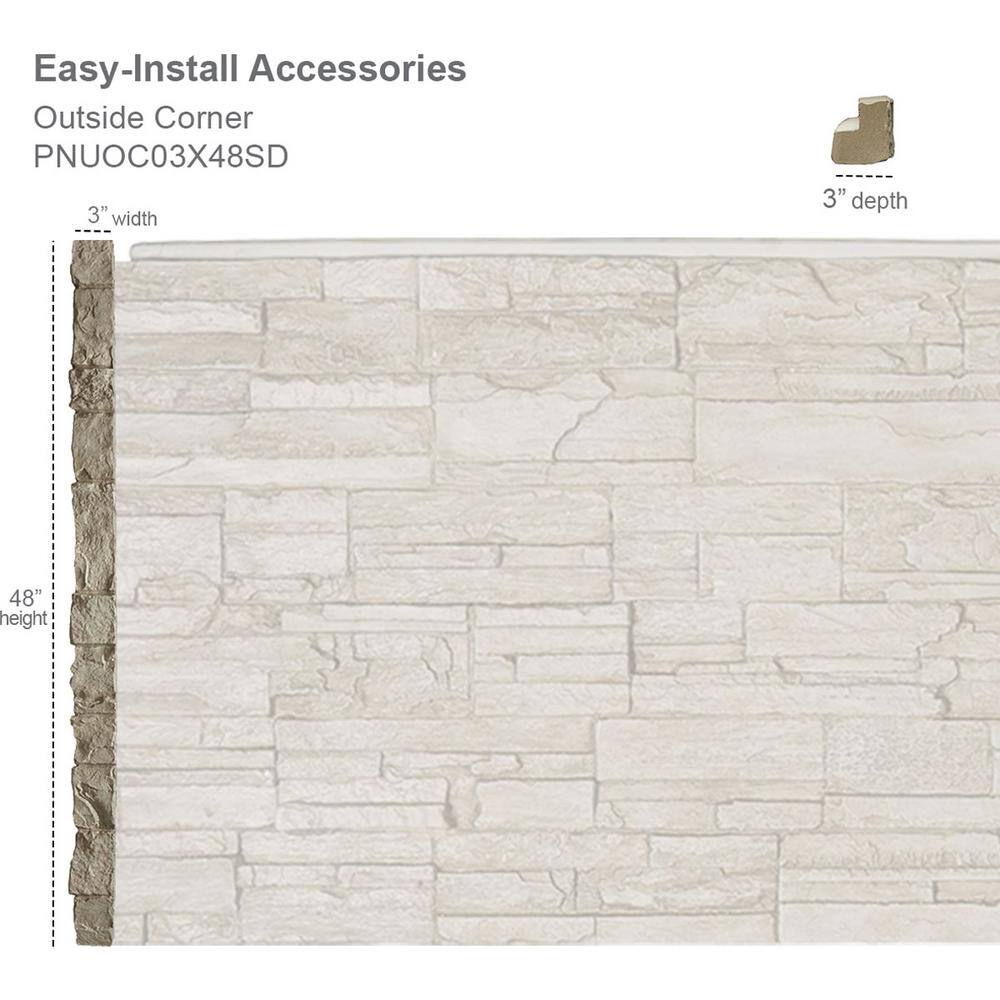 Slate Gray Faux Stone Siding Corner Panel, 3" x 48"