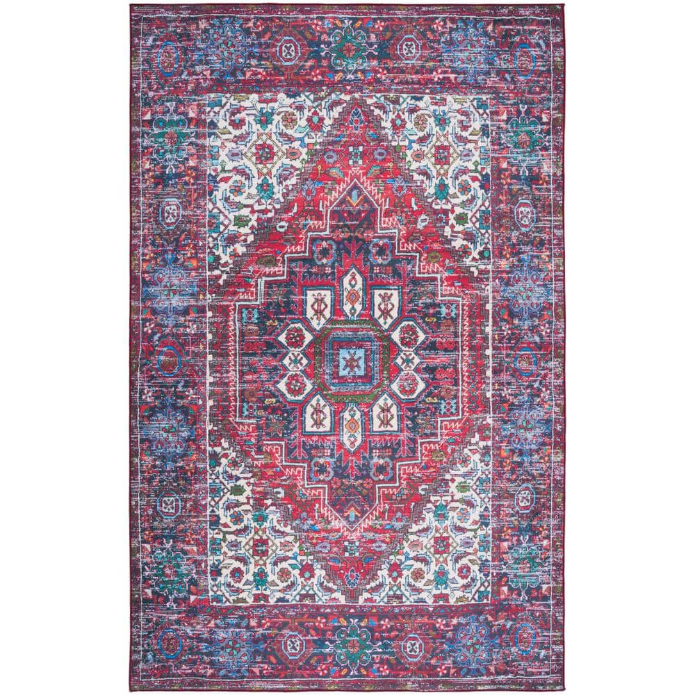 Tucson Traditional 6' x 9' Red Synthetic Rectangular Rug