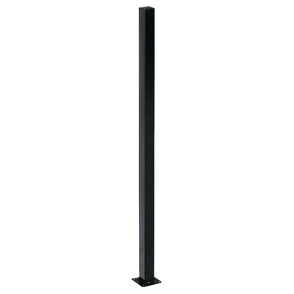 US Door and Fence 2 in. x 2 in. x 6.5 ft. Black Metal Fence Post with Post Cap
