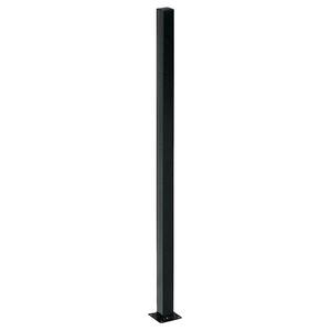 2 in. x 2 in. x 3 ft. Black Metal Fence Post with Flange and Post Cap