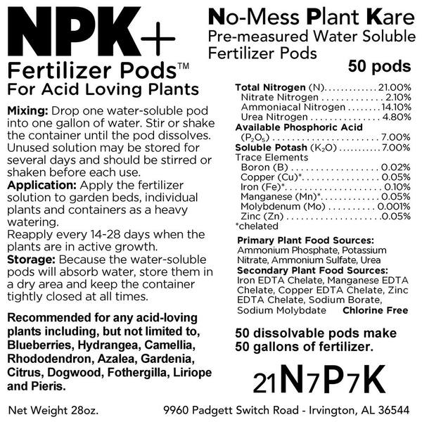 Plant With Purpose Npk+ Fertilizer Pods for Acid Loving Plants 28 oz. (50-Pack)
