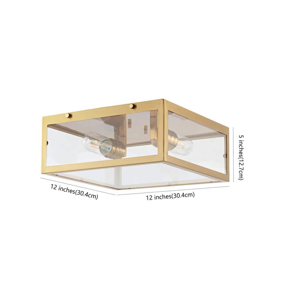Grayson 12" Brass Gold Glass LED Flush Mount Light