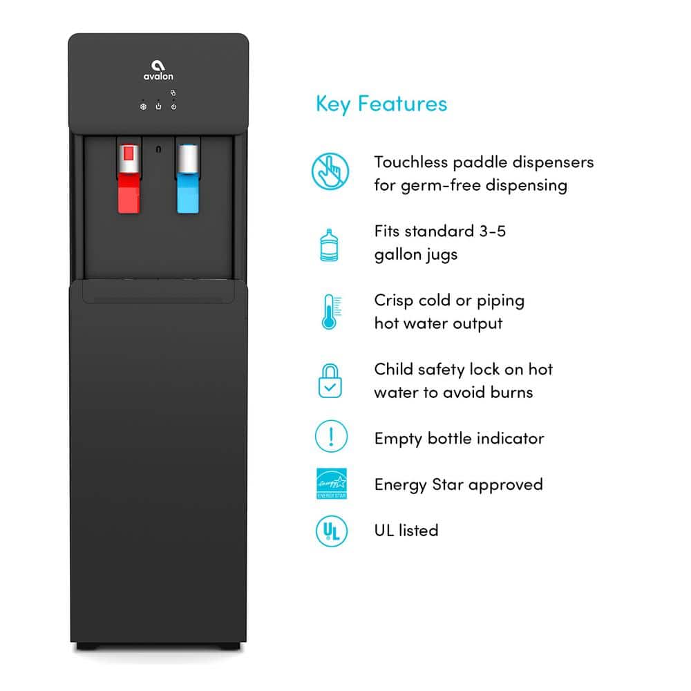 Avalon Black Touchless Bottom Loading Hot and Cold Water Cooler