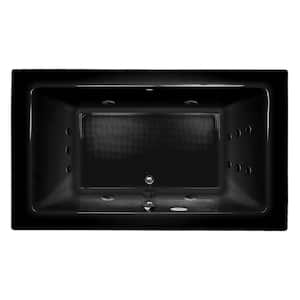 SIA SALON SPA 72 in. x 42 in. Rectangular Combination Bathtub with Center Drain in Black