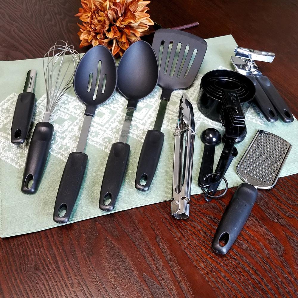 Gibson 18-Piece Black and Silver Kitchen Gadgets Set
