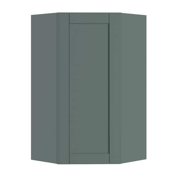 Home Decorators Collection Washington 24 in. W x 12 in. D x 42 in. H Assembled Plywood Diagonal Wall Kitchen Cabinet in Green with Soft Close