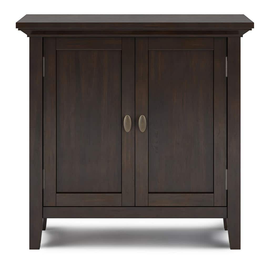 Brunette Brown Solid Wood Office Storage Cabinet with Adjustable Shelving