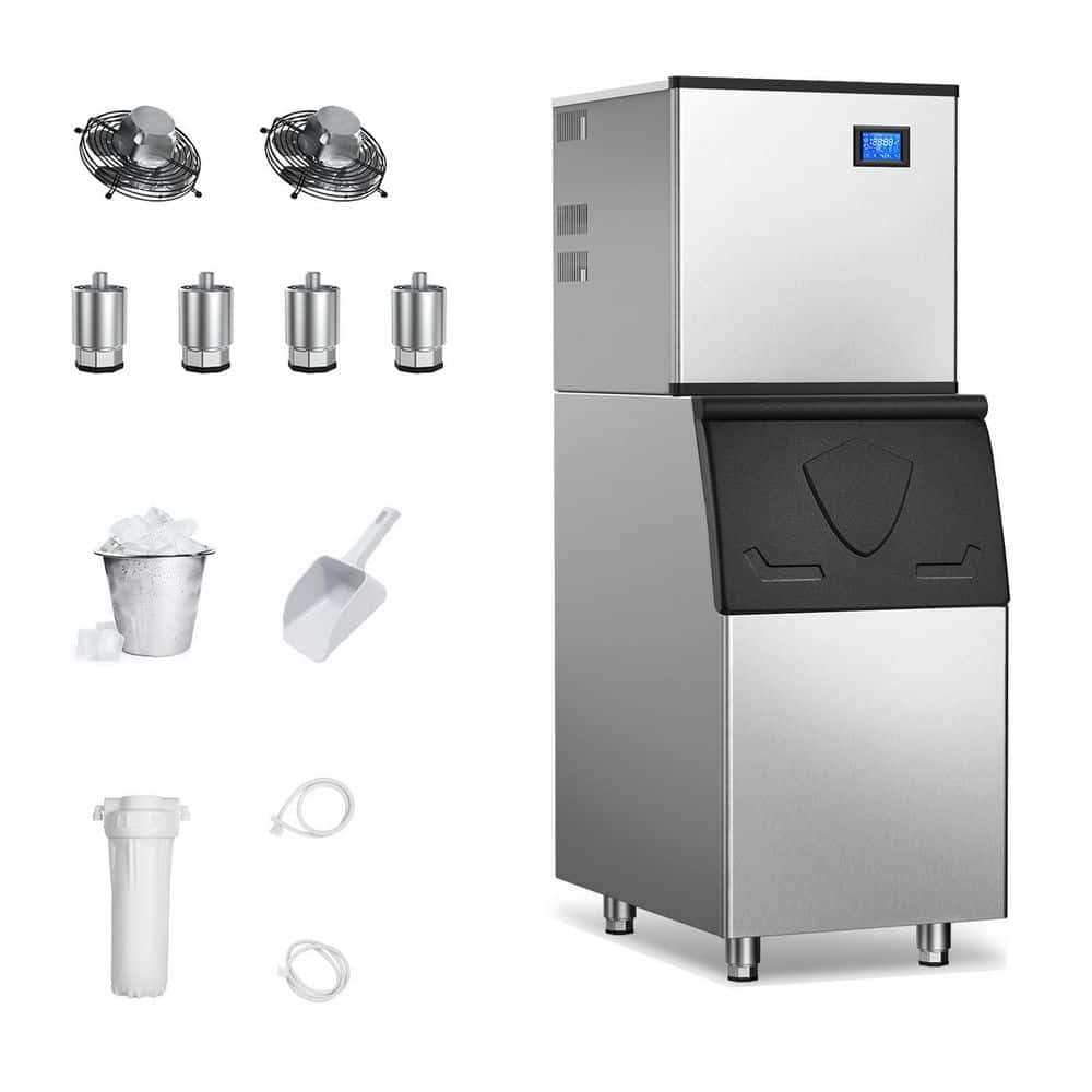 22.3 in. Split Commercial Ice Maker 700 lbs. Per Day Freestanding 182-Full Size Ice Cubes/Cycle in Silver with Filter