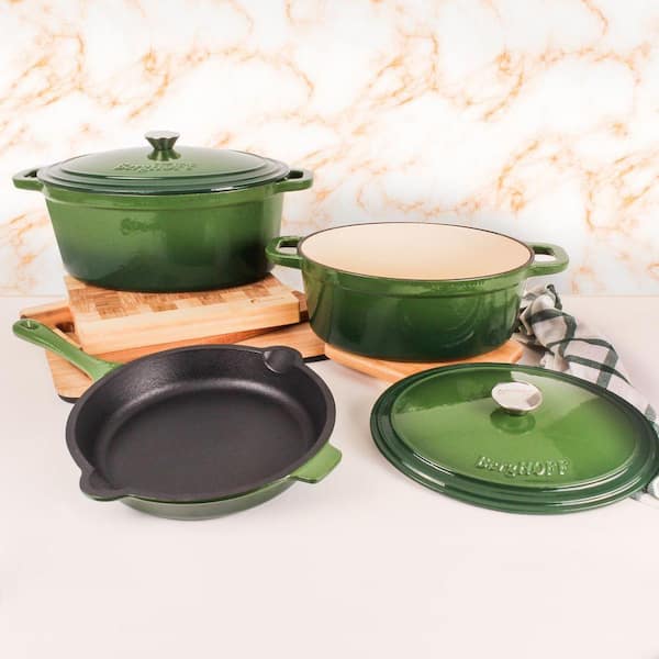 BergHOFF BergHOFF Neo 5-Piece Cast Iron Oval Dutch Oven Set with